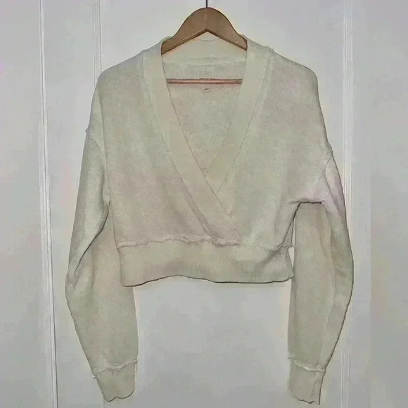 AE Cropped Wrap-Front Sweatshirt sz MEDIUM - Picture 2 of 5